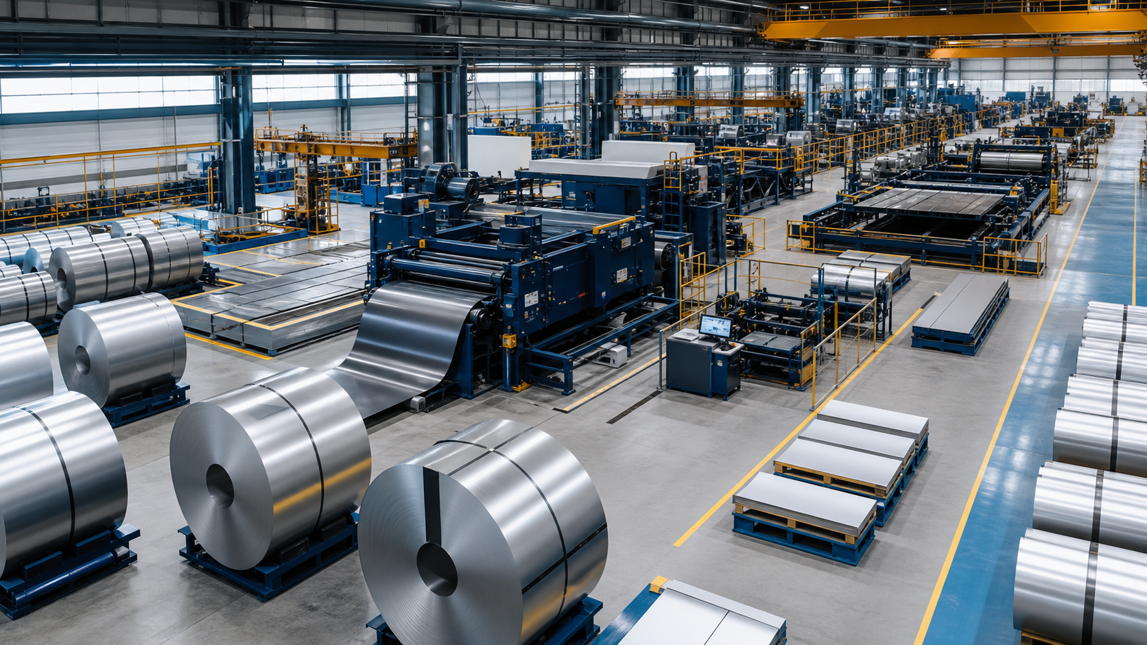 Stok, işleme, kontrol ve sevkiyat bölümleri bulunan metal servis merkezi
