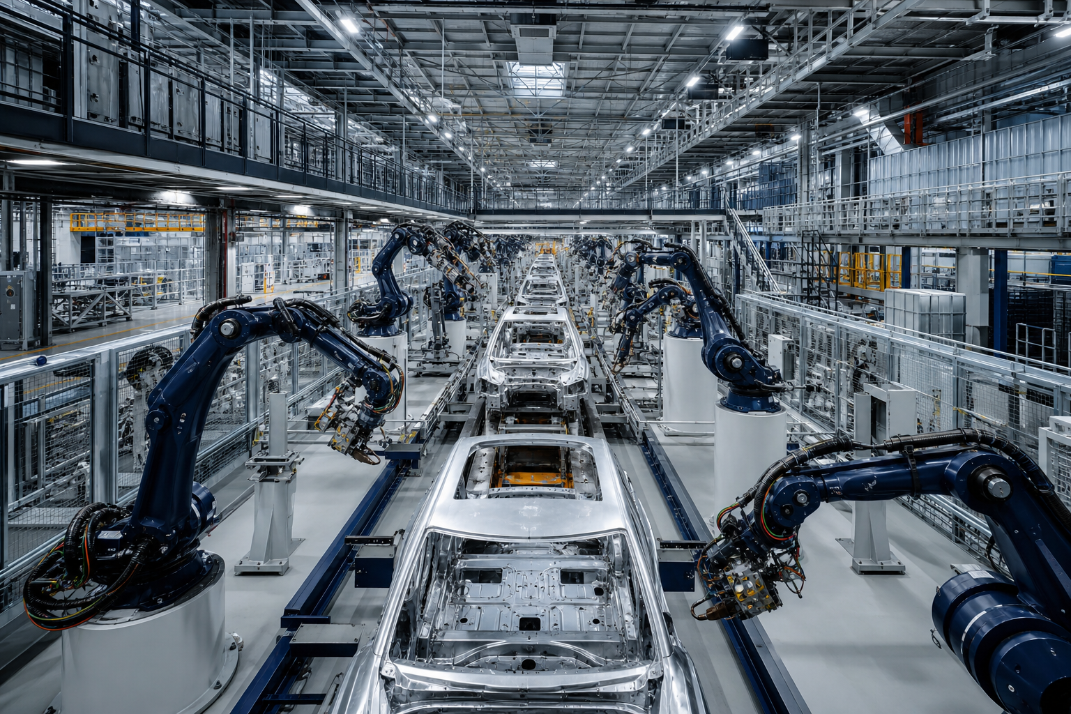 Otomotiv üretim hattında metal gövde imalatı