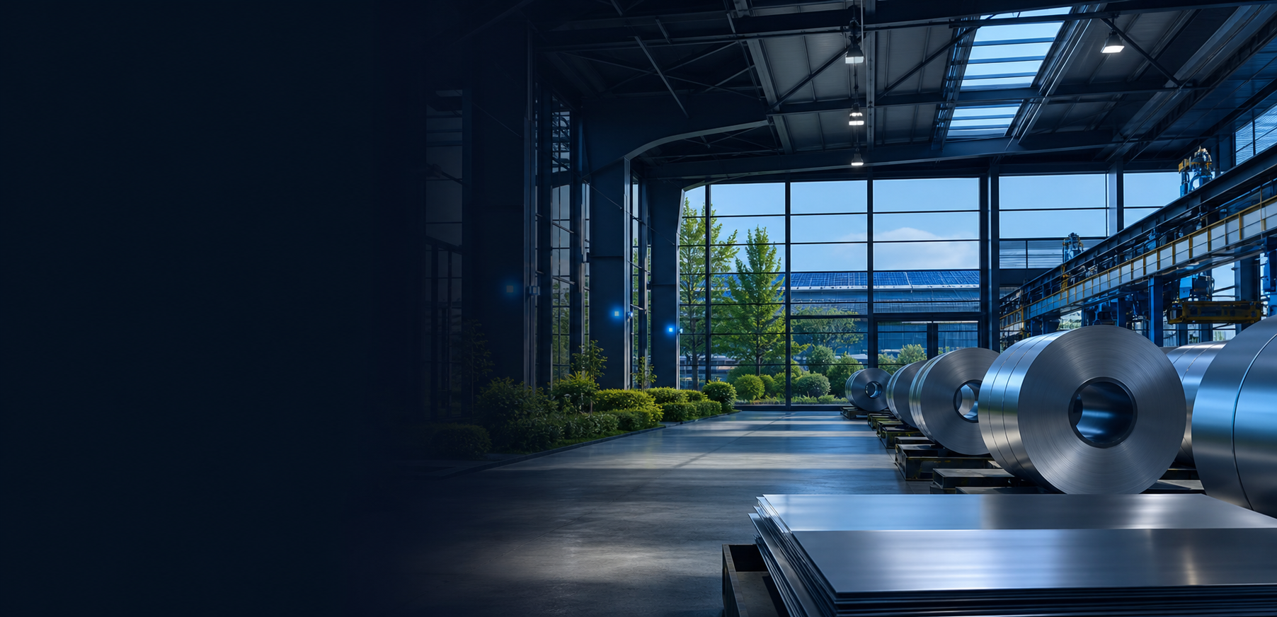 Doğal ışık ve verimli enerji sistemleri kullanılan modern metal servis merkezi