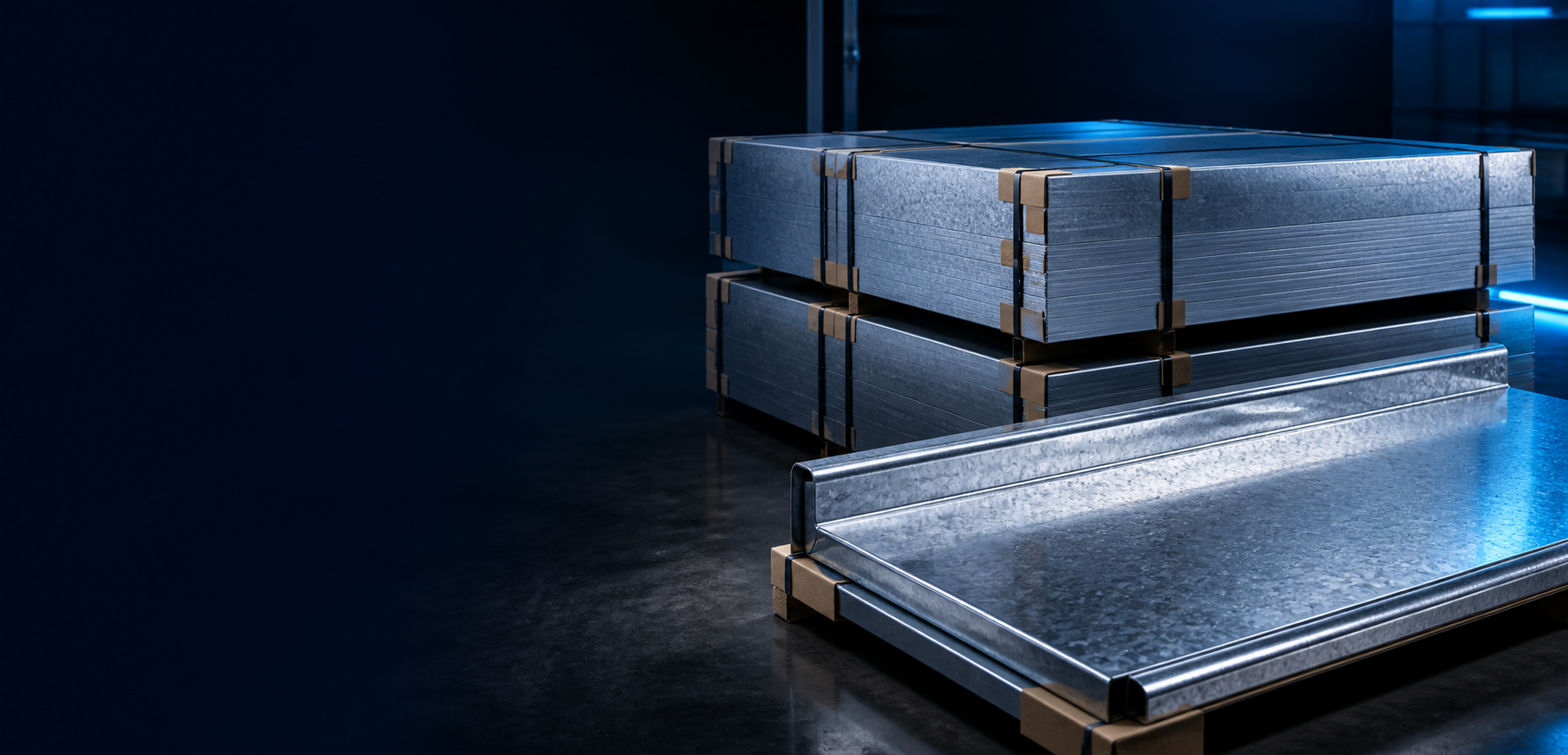Sevkiyata hazırlanan galvaniz levha ve şekillendirilmiş panel
