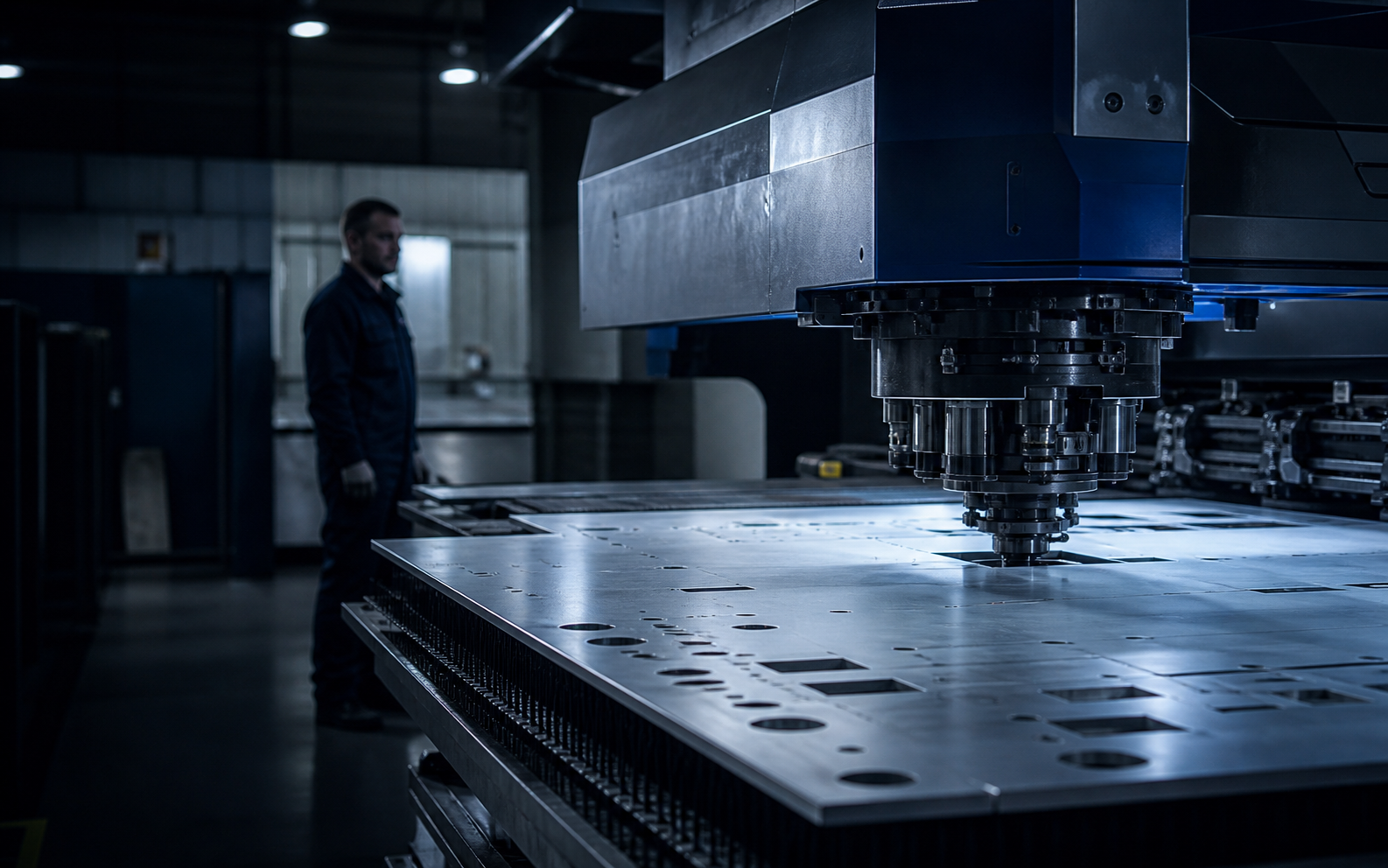 CNC turret punch tezgâhında sac levha işleme