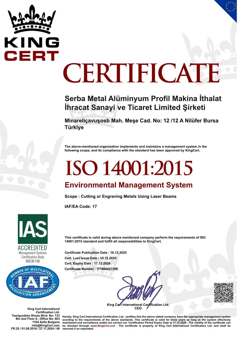 ISO 14001:2015 Çevre Yönetim Sistemi