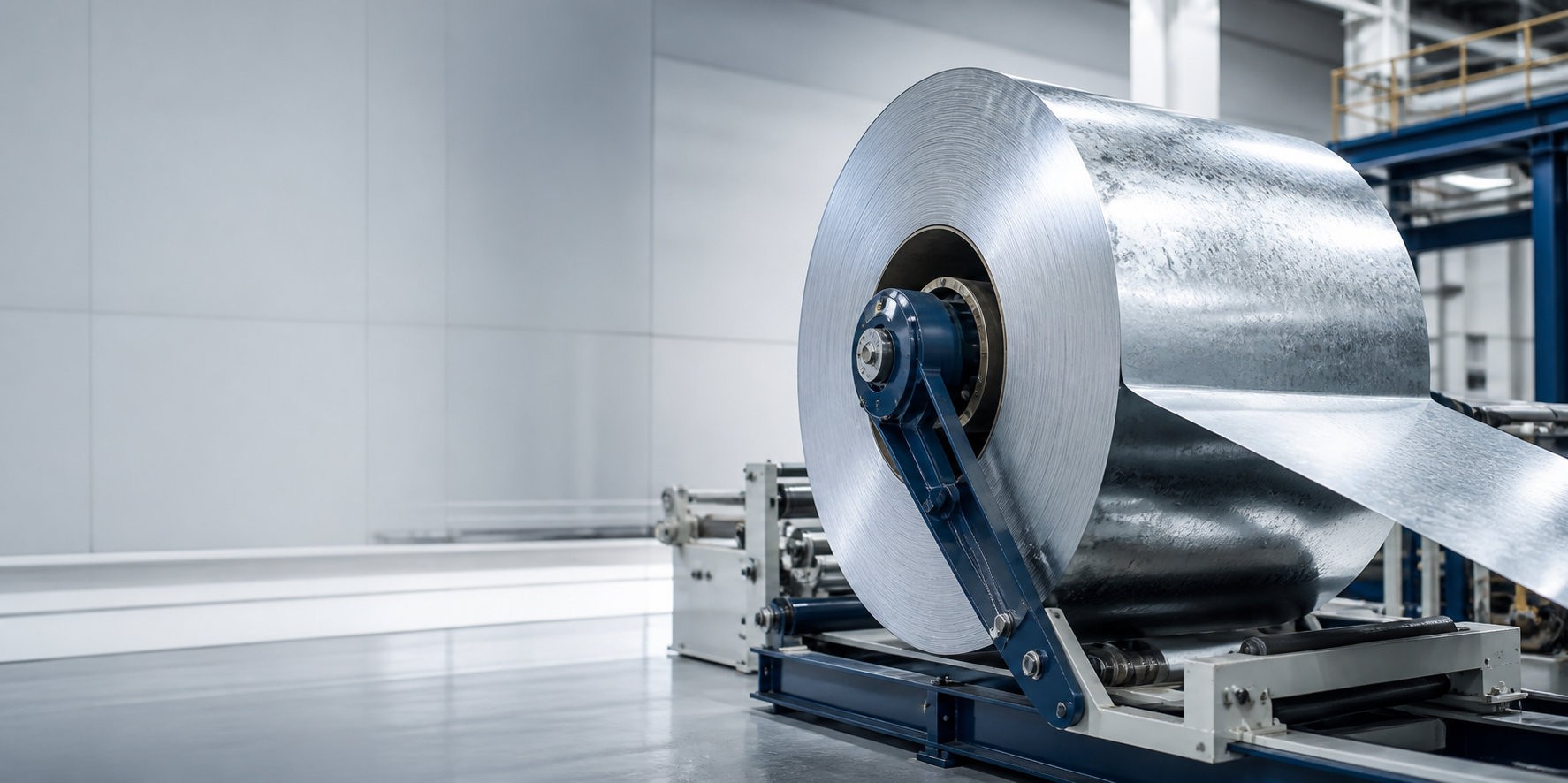 Modern metal servis merkezinde açıcı hatta bağlı galvaniz rulo
