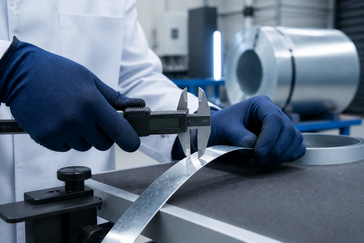 Galvaniz rulo şeridinde dijital ölçü ve kenar kontrolü