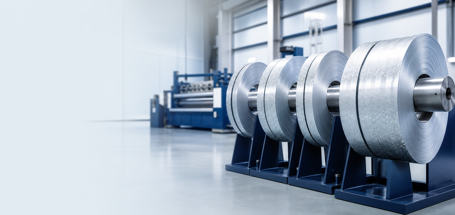 Modern tesiste farklı genişliklerde galvaniz şerit bobinleri