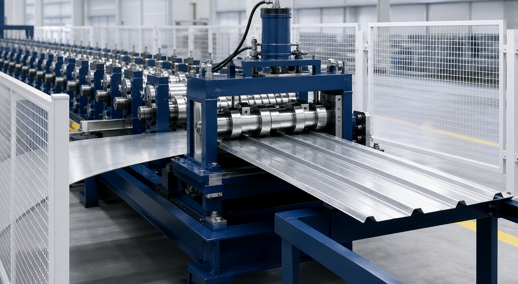 Otomatik hatta galvaniz sacın trapez forma getirilmesi